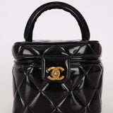 Ultra - Rare Chanel 1995 Patent Heart Mirror Turnlock Vanity 24K GP - FashioNica