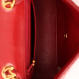 Ultra - Rare Chanel 1995 Red Lambskin Mini Square Flap 24k GP - FashioNica