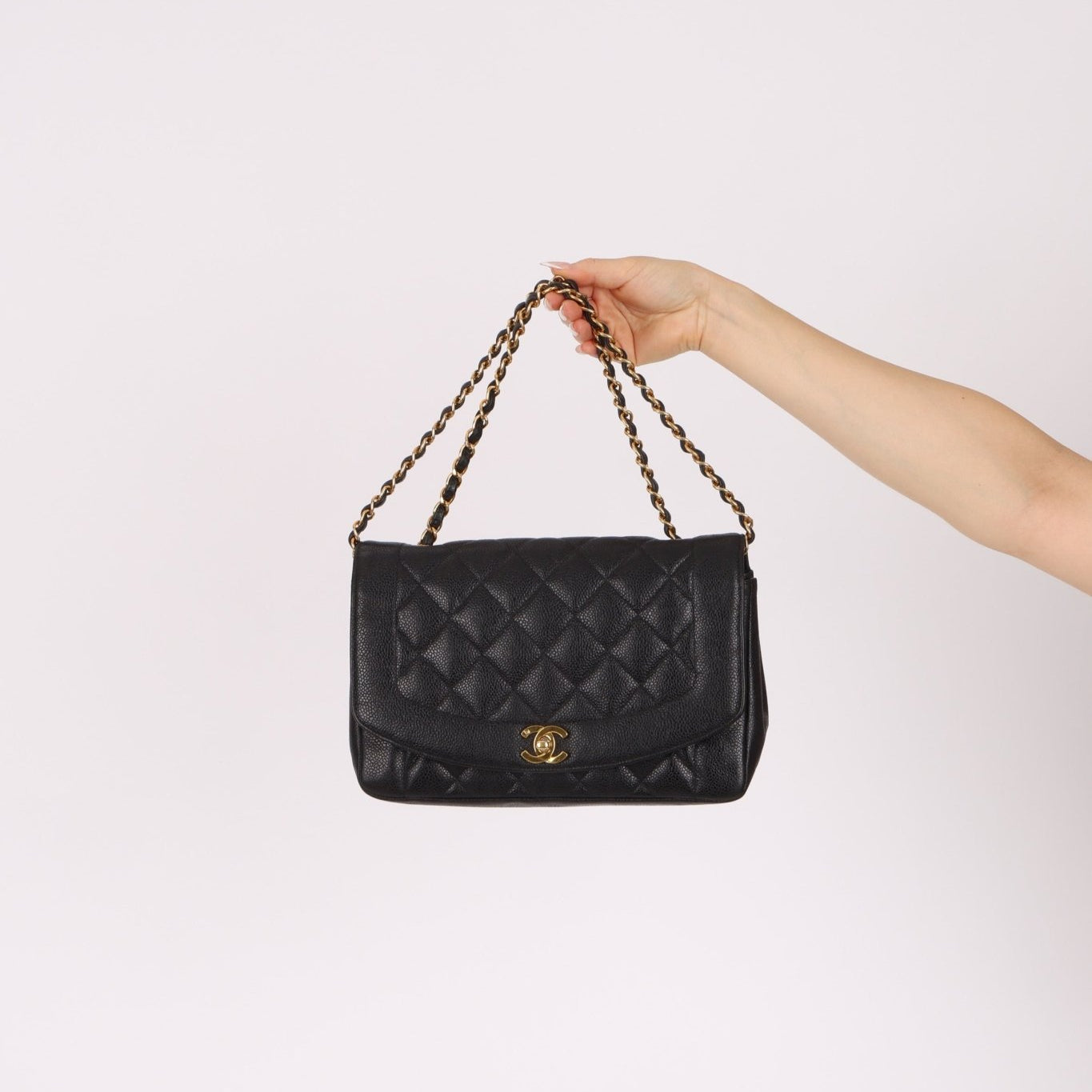 Ultra - Rare Chanel 1996 Caviar Medium Diana 24K GP - FashioNica
