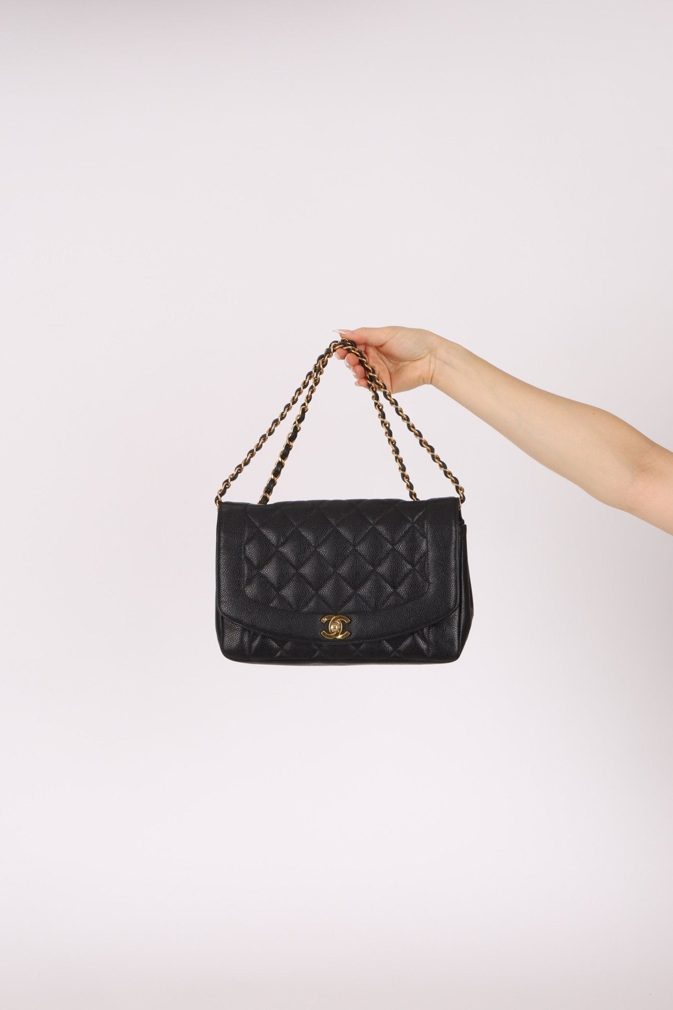 Ultra - Rare Chanel 1996 Caviar Medium Diana 24K GP - FashioNica