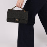 Ultra - Rare Chanel 1997 Black Denim Medium Double Flap - FashioNica