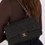 Ultra - Rare Chanel 1997 Black Denim Medium Double Flap - FashioNica