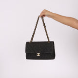 Ultra - Rare Chanel 1997 Black Denim Medium Double Flap - FashioNica