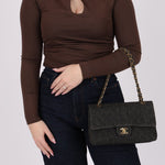 Ultra - Rare Chanel 1997 Black Denim Medium Double Flap - FashioNica