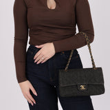 Ultra - Rare Chanel 1997 Black Denim Medium Double Flap - FashioNica