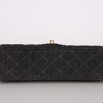 Ultra - Rare Chanel 1997 Black Denim Medium Double Flap - FashioNica