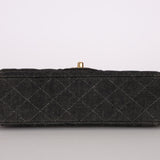 Ultra - Rare Chanel 1997 Black Denim Medium Double Flap - FashioNica