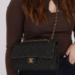 Ultra - Rare Chanel 1997 Black Denim Medium Double Flap - FashioNica