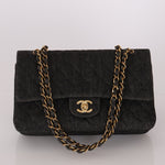 Ultra - Rare Chanel 1997 Black Denim Medium Double Flap - FashioNica