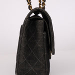 Ultra - Rare Chanel 1997 Black Denim Medium Double Flap - FashioNica