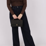 Ultra - Rare Chanel 1997 Black Denim Medium Double Flap - FashioNica