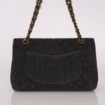 Ultra - Rare Chanel 1997 Black Denim Medium Double Flap - FashioNica