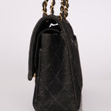Ultra - Rare Chanel 1997 Black Denim Medium Double Flap - FashioNica