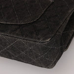 Ultra - Rare Chanel 1997 Black Denim Medium Double Flap - FashioNica