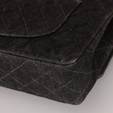 Ultra - Rare Chanel 1997 Black Denim Medium Double Flap - FashioNica