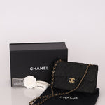 Ultra - Rare Chanel 1997 Black Denim Small Classic Double Flap 24K GP - FashioNica
