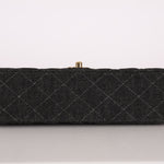 Ultra - Rare Chanel 1997 Black Denim Small Classic Double Flap 24K GP - FashioNica