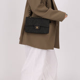 Ultra - Rare Chanel 1997 Black Denim Small Classic Double Flap 24K GP - FashioNica