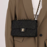 Ultra - Rare Chanel 1997 Black Denim Small Classic Double Flap 24K GP - FashioNica