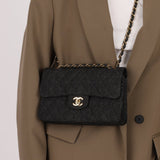 Ultra - Rare Chanel 1997 Black Denim Small Classic Double Flap 24K GP - FashioNica