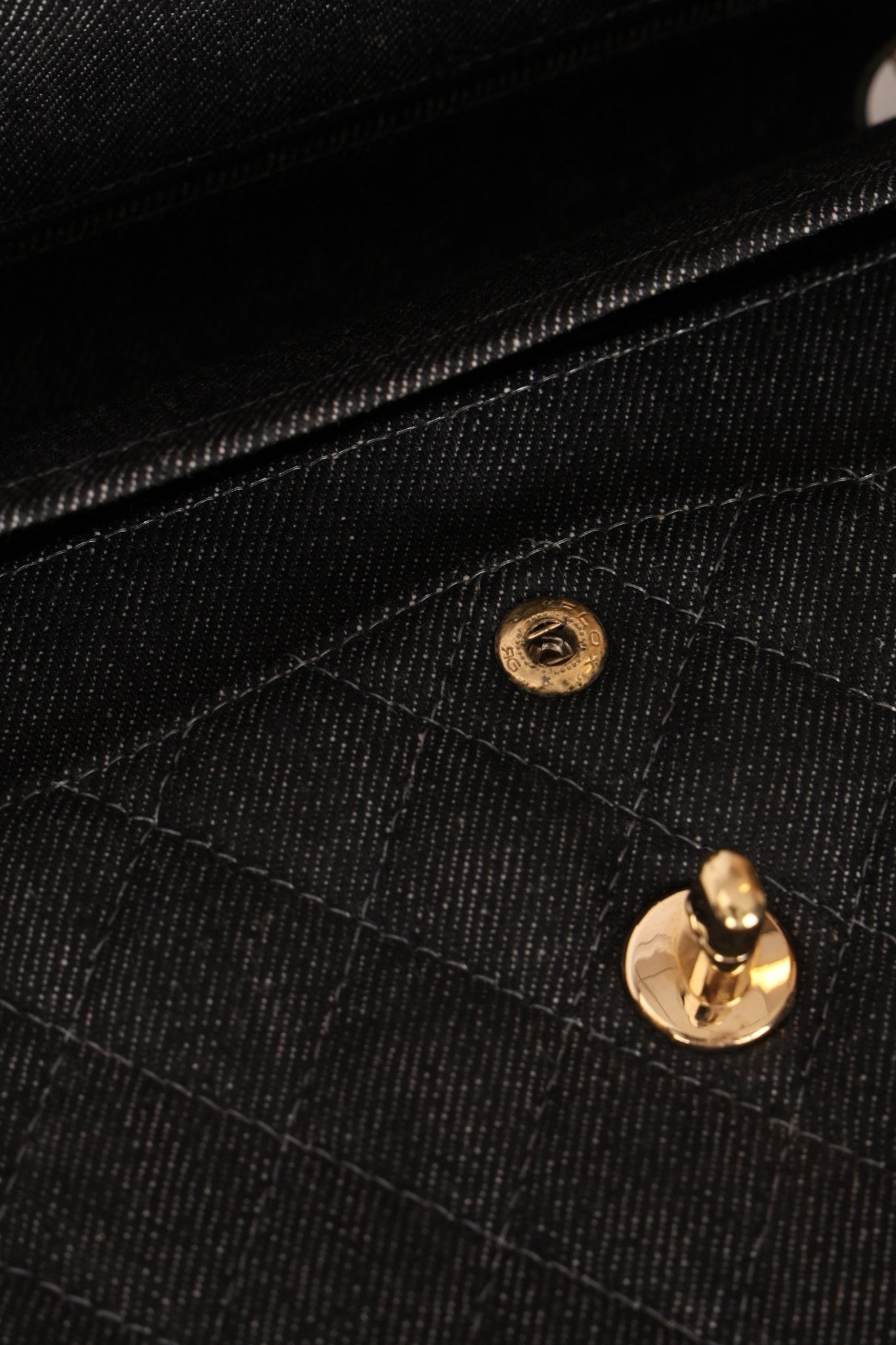 Ultra - Rare Chanel 1997 Black Denim Small Classic Double Flap 24K GP - FashioNica