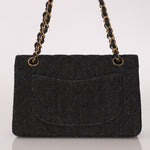 Ultra - Rare Chanel 1997 Black Denim Small Classic Double Flap 24K GP - FashioNica