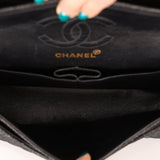 Ultra - Rare Chanel 1997 Black Denim Small Classic Double Flap 24K GP - FashioNica