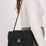 Ultra - Rare Chanel 1997 Black Denim Small Double Flap 24k GP - FashioNica