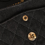 Ultra - Rare Chanel 1997 Black Denim Small Double Flap 24k GP - FashioNica