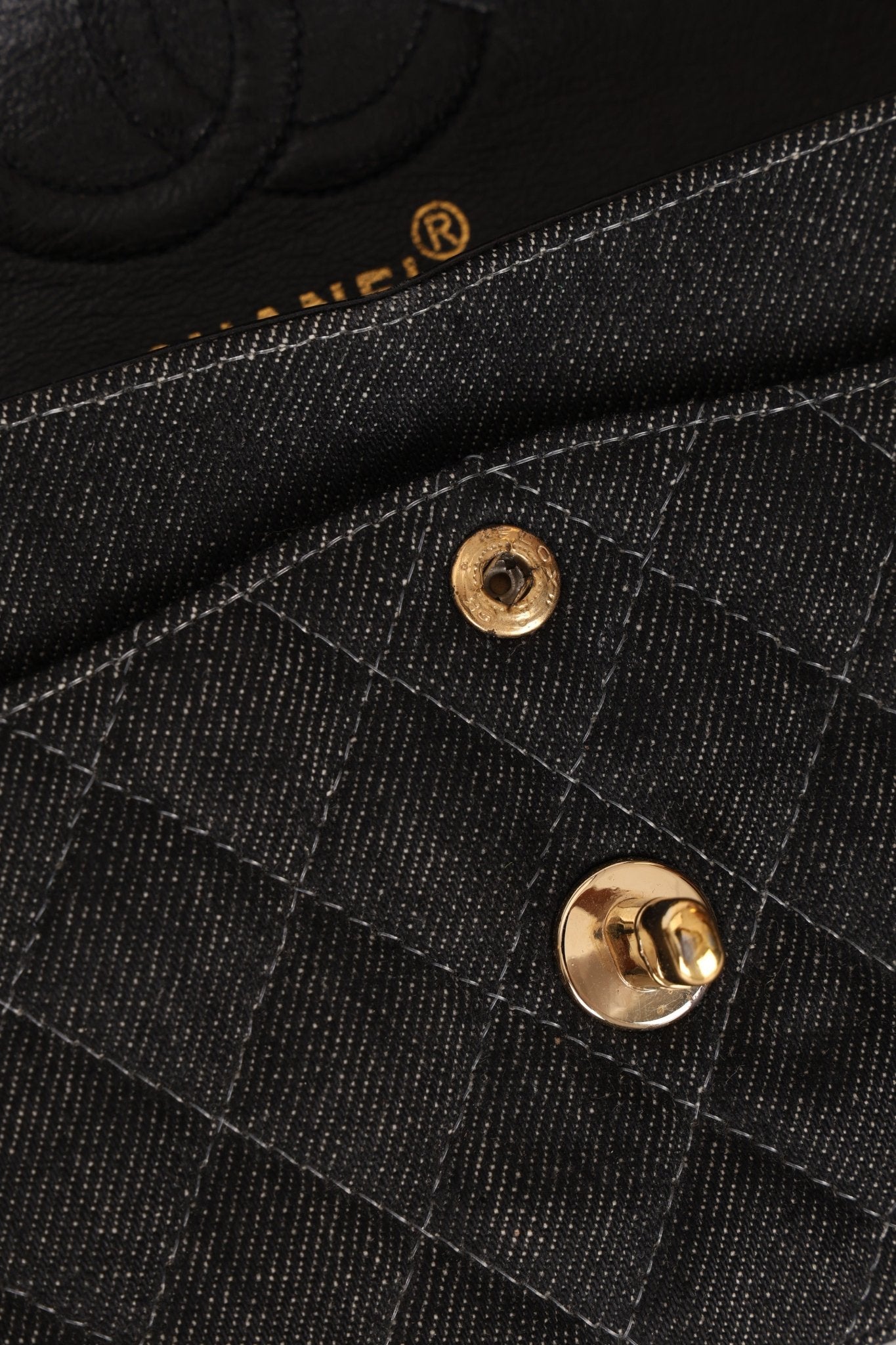 Ultra - Rare Chanel 1997 Black Denim Small Double Flap 24k GP - FashioNica