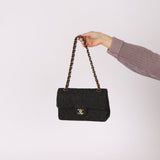 Ultra - Rare Chanel 1997 Black Denim Small Double Flap 24k GP - FashioNica