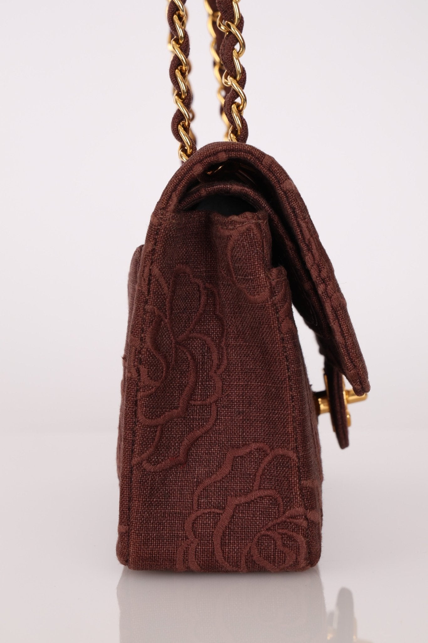 Ultra - Rare Chanel 1998 Embroidered Camellia Small Classic Flap 24k GP - FashioNica