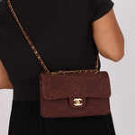 Ultra - Rare Chanel 1998 Embroidered Camellia Small Classic Flap 24k GP - FashioNica