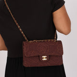 Ultra - Rare Chanel 1998 Embroidered Camellia Small Classic Flap 24k GP - FashioNica