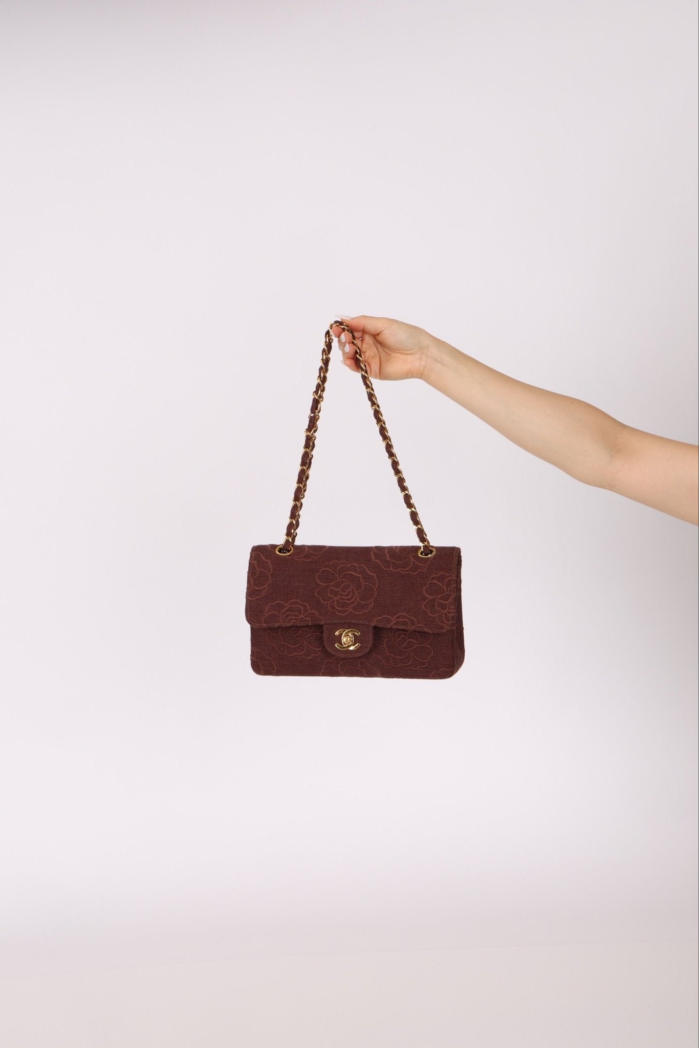 Ultra - Rare Chanel 1998 Embroidered Camellia Small Classic Flap 24k GP - FashioNica