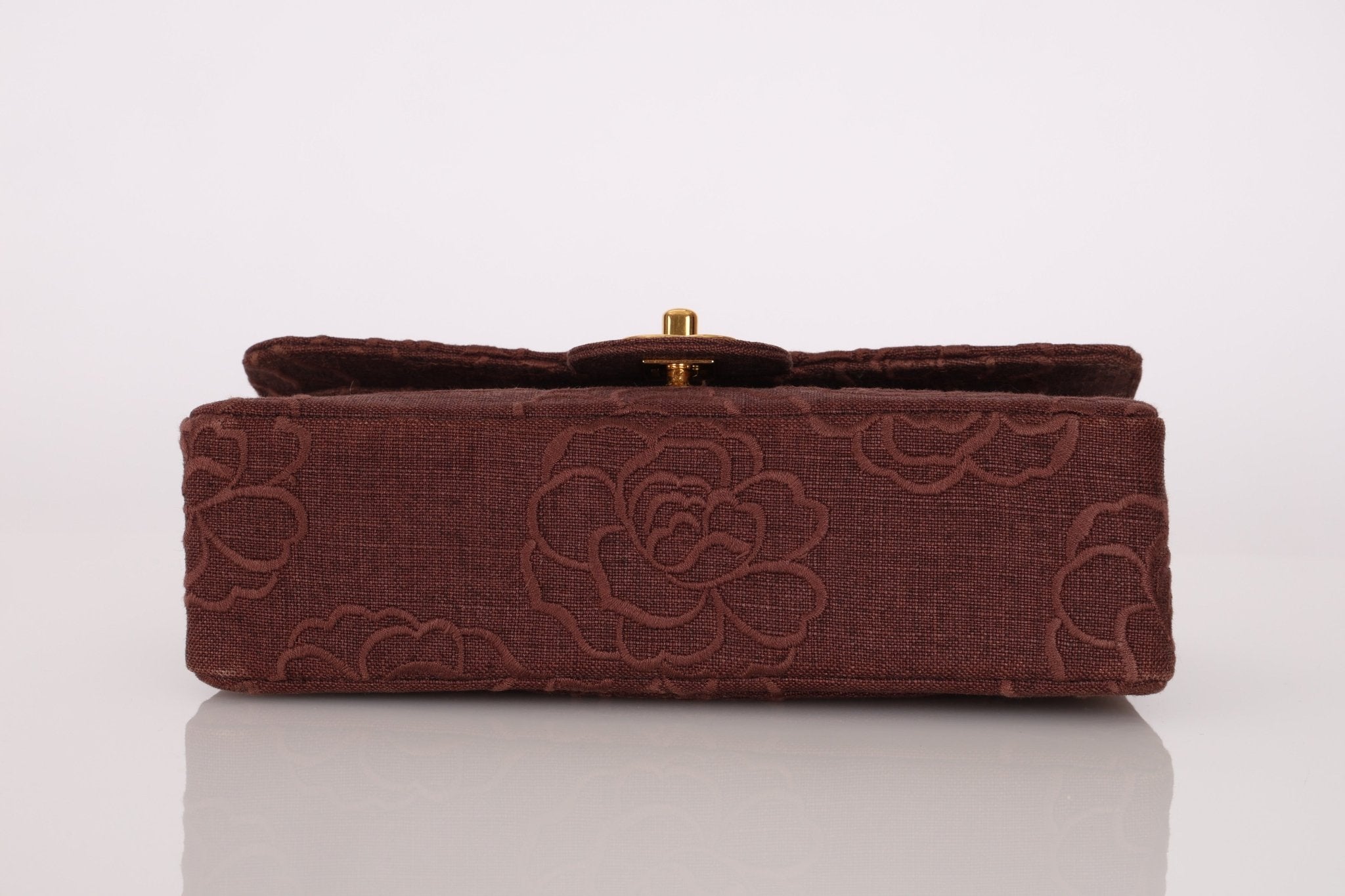 Ultra - Rare Chanel 1998 Embroidered Camellia Small Classic Flap 24k GP - FashioNica