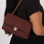 Ultra - Rare Chanel 1998 Embroidered Camellia Small Classic Flap 24k GP - FashioNica