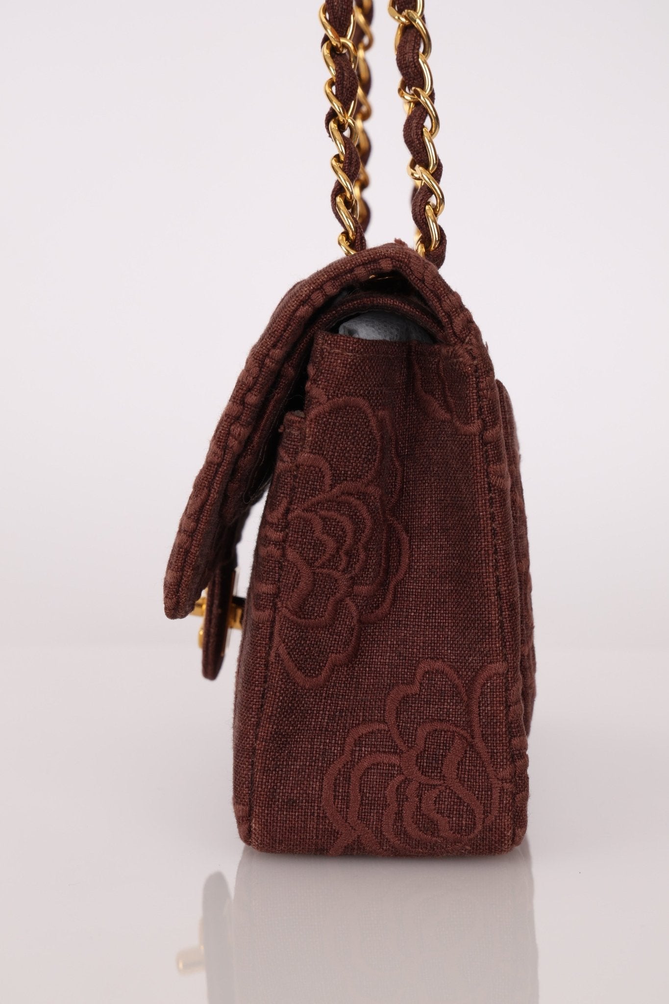 Ultra - Rare Chanel 1998 Embroidered Camellia Small Classic Flap 24k GP - FashioNica