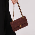 Ultra - Rare Chanel 1998 Embroidered Camellia Small Classic Flap 24k GP - FashioNica
