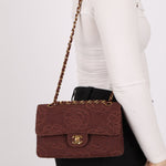 Ultra - Rare Chanel 1998 Embroidered Camellia Small Classic Flap 24k GP - FashioNica