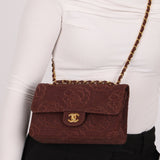 Ultra - Rare Chanel 1998 Embroidered Camellia Small Classic Flap 24k GP - FashioNica