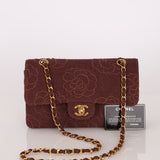 Ultra - Rare Chanel 1998 Embroidered Camellia Small Classic Flap 24k GP - FashioNica