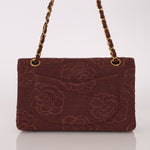 Ultra - Rare Chanel 1998 Embroidered Camellia Small Classic Flap 24k GP - FashioNica