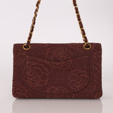 Ultra - Rare Chanel 1998 Embroidered Camellia Small Classic Flap 24k GP - FashioNica
