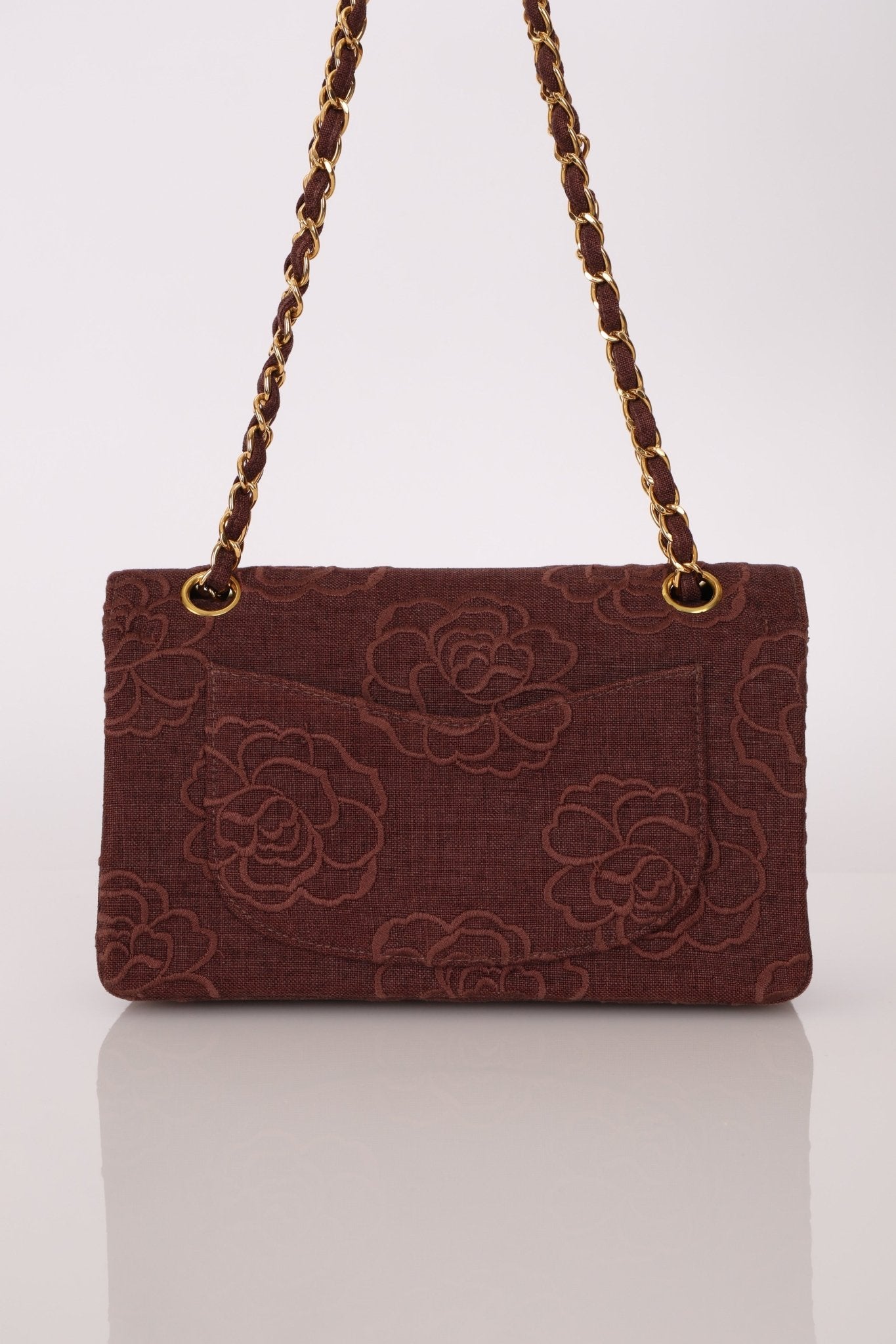 Ultra - Rare Chanel 1998 Embroidered Camellia Small Classic Flap 24k GP - FashioNica