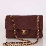 Ultra - Rare Chanel 1998 Embroidered Camellia Small Classic Flap 24k GP - FashioNica