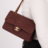 Ultra - Rare Chanel 1998 Embroidered Camellia Small Classic Flap 24k GP - FashioNica