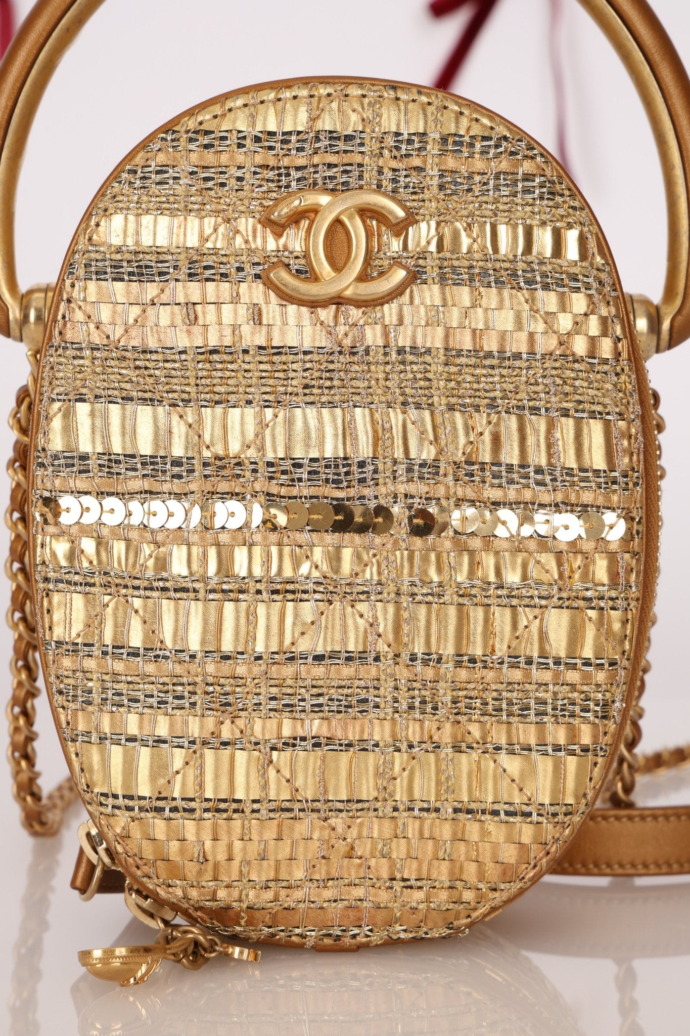 Ultra - Rare Chanel 19A Metallic Tweed & Sequin Paris - Egypt Camera Case - FashioNica