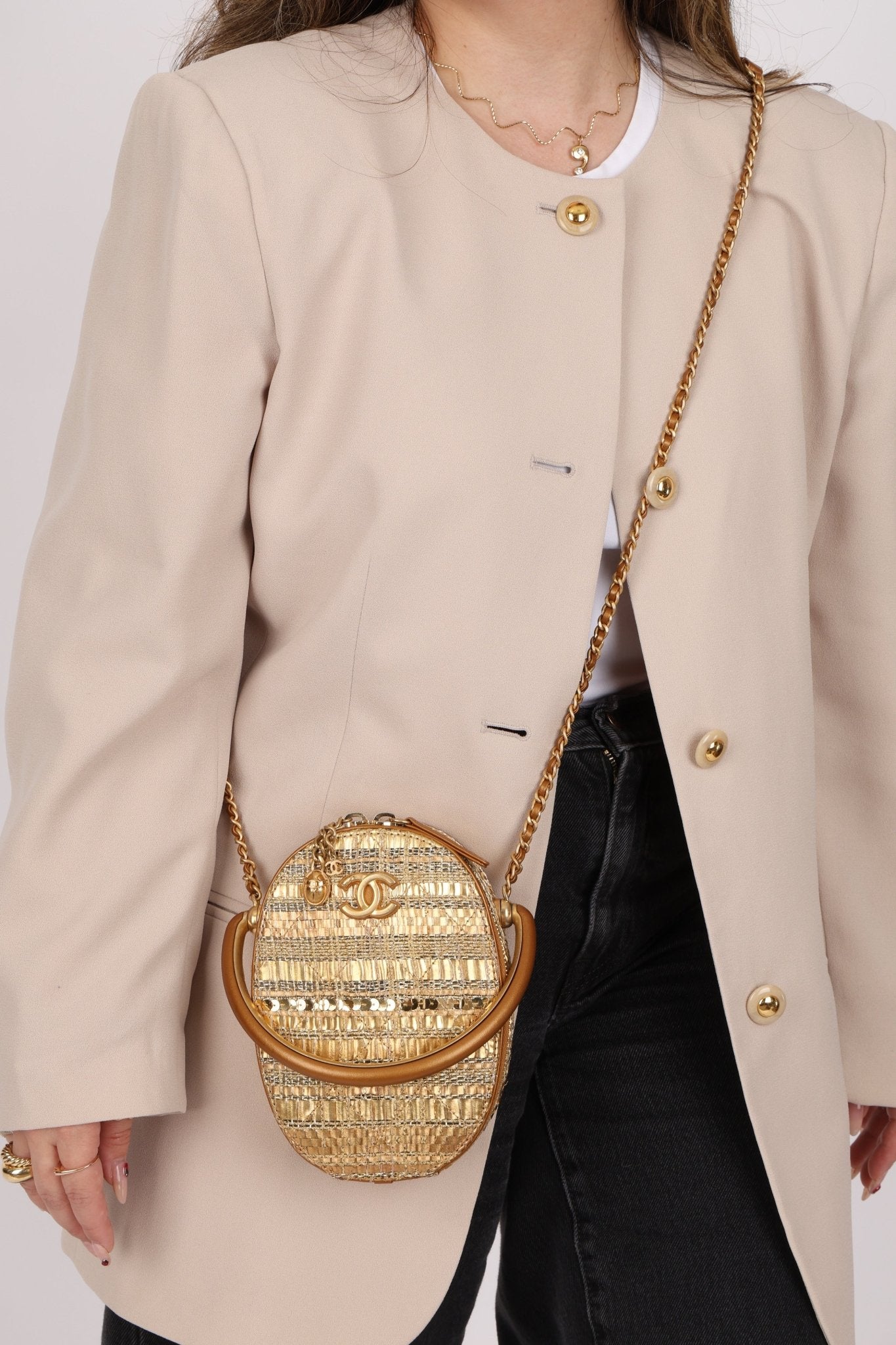 Ultra - Rare Chanel 19A Metallic Tweed & Sequin Paris - Egypt Camera Case - FashioNica