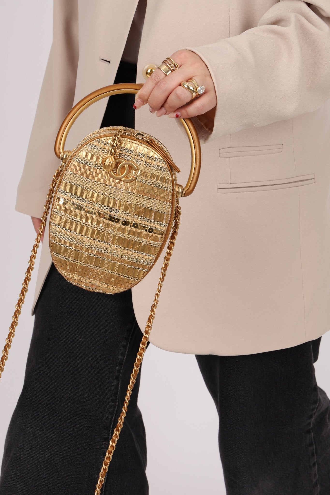 Ultra - Rare Chanel 19A Metallic Tweed & Sequin Paris - Egypt Camera Case - FashioNica